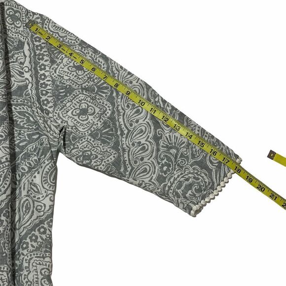 JONES Ny Gray Paisley Floral Lace Blouse 0x - Picture 9 of 12